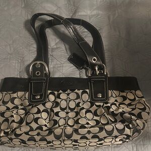 Black and Cream COACH Women's Bag